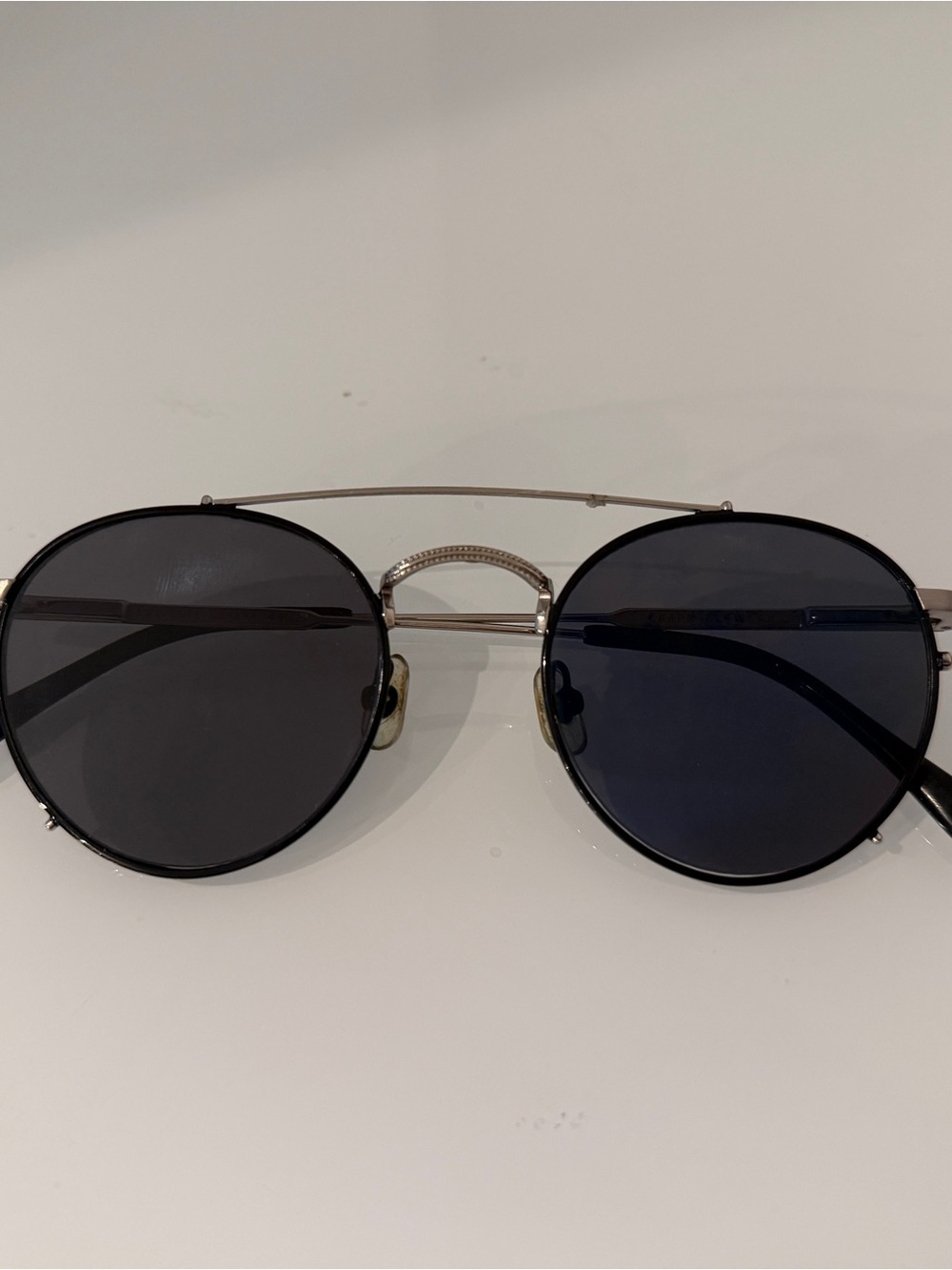 Crap Eyewear Round Black Frame Sunglasses with Silver Bridge